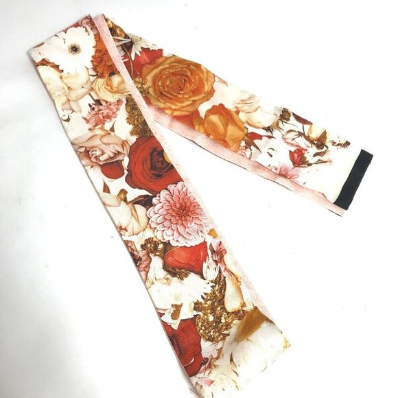 BURBERRY 8021938 Floral Print Silk Skinny Scarf BandeauScarf Scarf silk pink - Picture 1 of 14